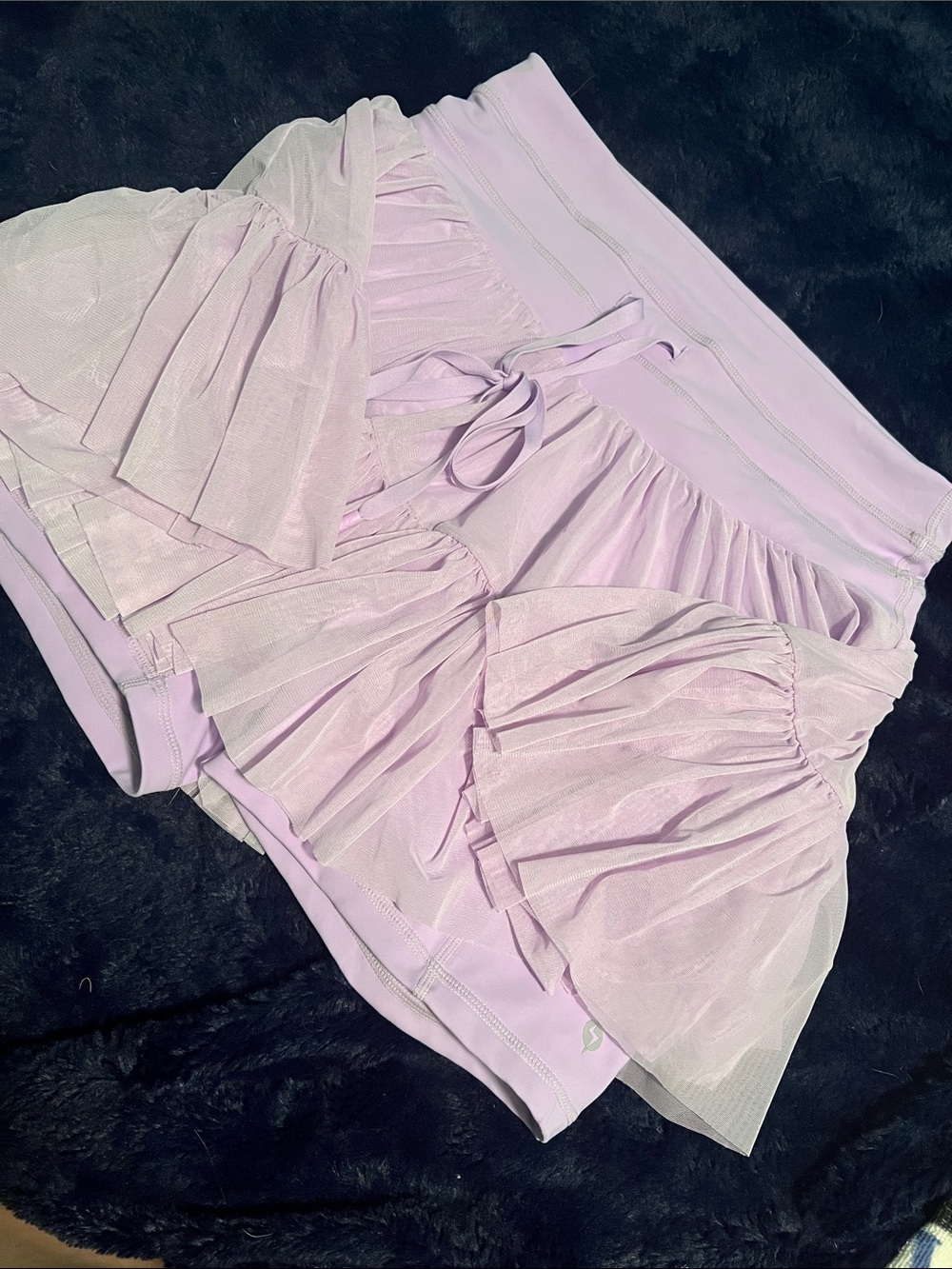 Pop flex Lilac Sheer Layered Active Shorts